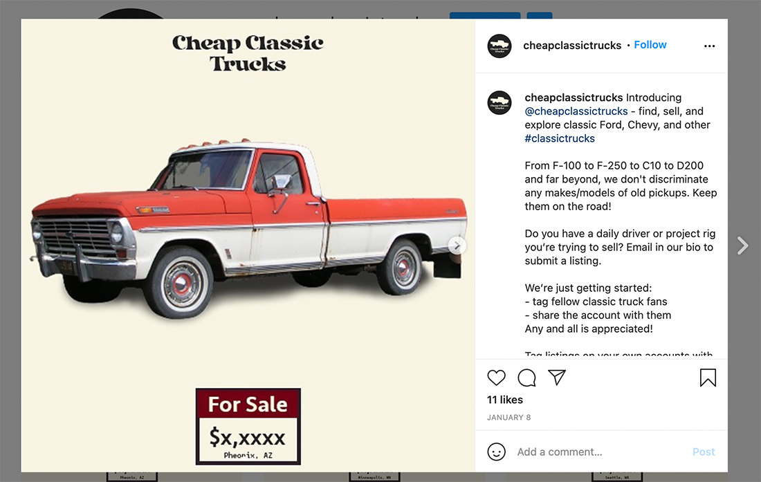 Follow-up: Micro experiment: Classic Truck niche Domain + Social handle