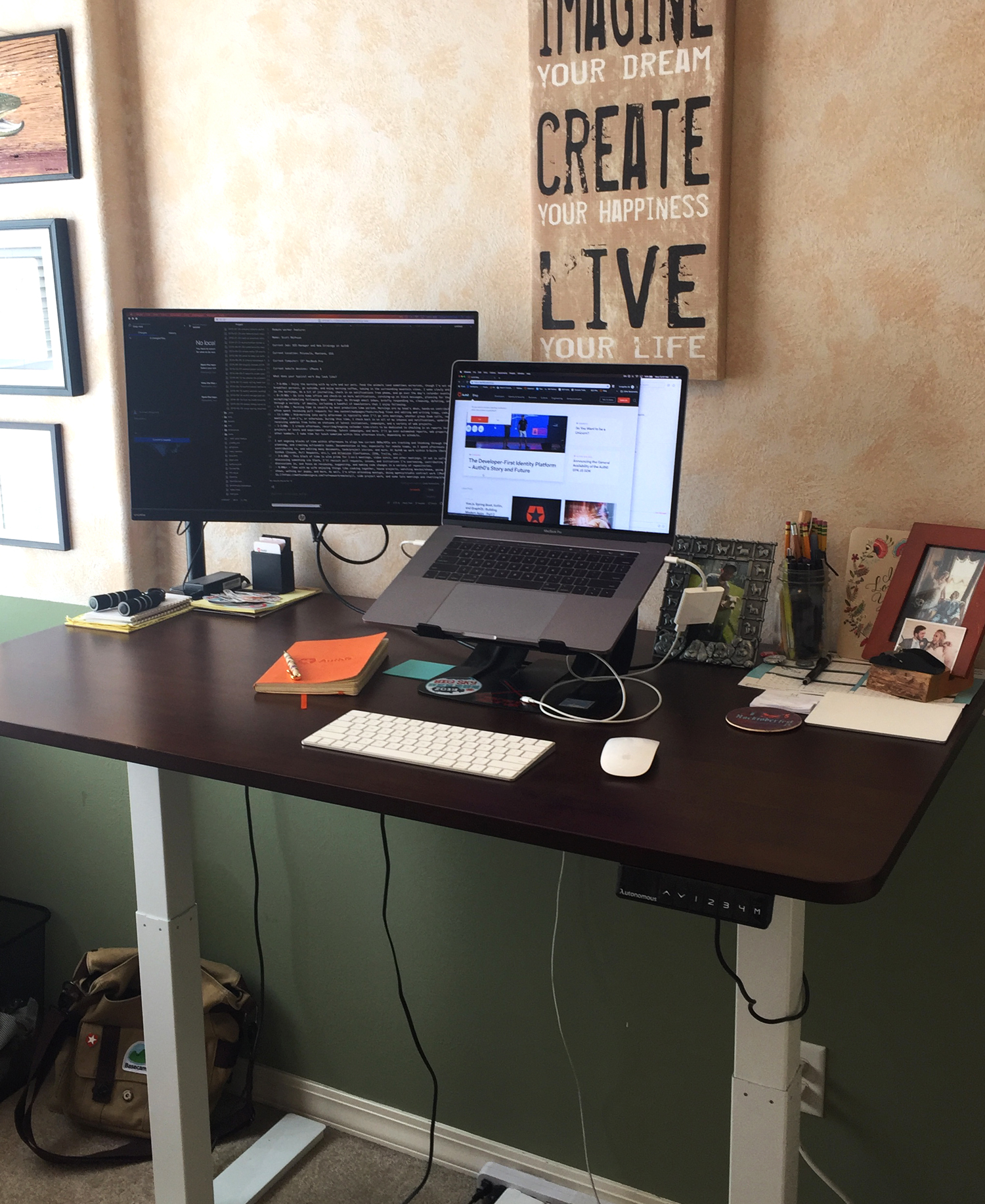 Scott Mathson remote work office standing Autonomous.ai desk setup